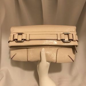 Club Monaco Ivory Patent Leather Clutch